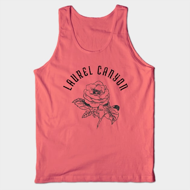 Laurel Canyon rose - black print Tank Top by retropetrol